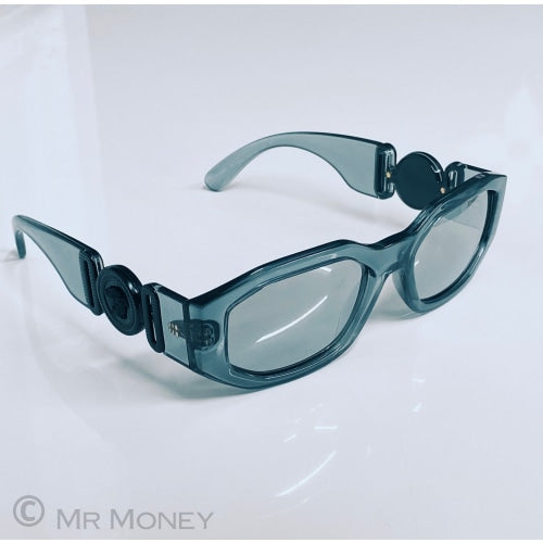 Versace Oval Medusa Temple Glasses Biggie Transparent Grey / Black Sunglasses