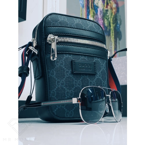 Gucci Small Black Gg Mini Messenger Bag Handbags