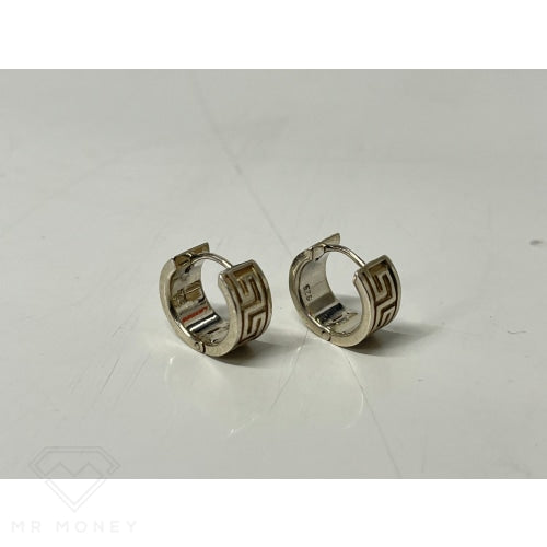 Greek Key Huggies (Sterling Silver) Earrings