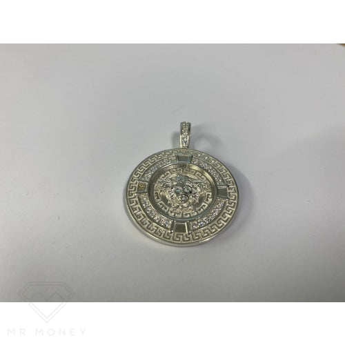 Greek Key Medusa Pendant Purple Cz Stones + Sterling Silver Chain Charms & Pendants