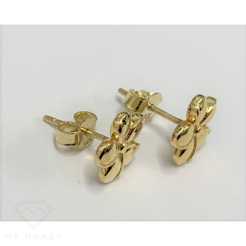 9Ct Yellow Gold Flower Polished Stud Earrings