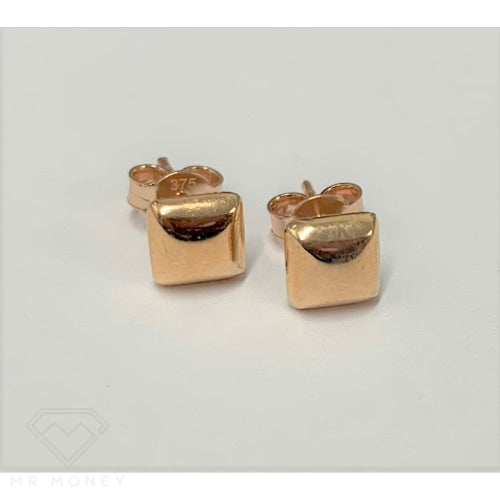 9Ct Rose Gold All Polished Stud Earrings