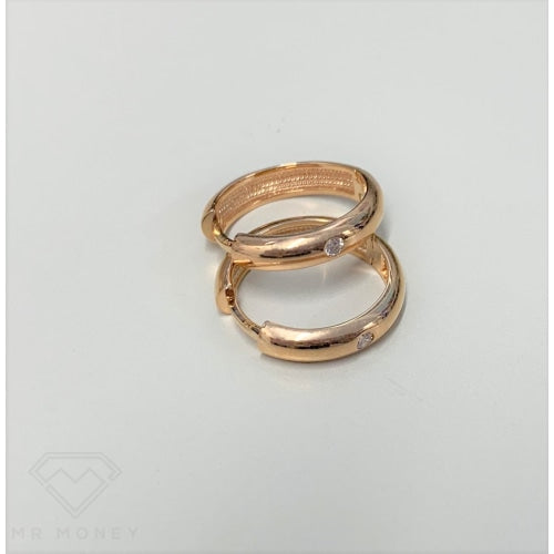 9Ct Rose Gold 4 X 15Mm C.z Polished Huggie Earrings
