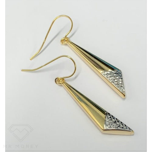 9Ct Gold Drop Angled Earrings