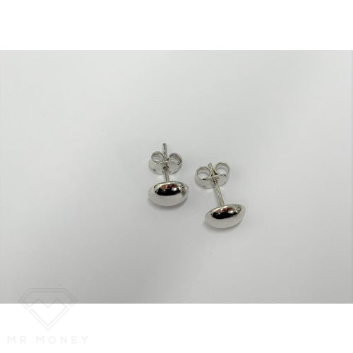9Ct White Gold 7Mm Dome Button Earrings