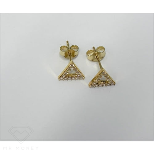 9Ct Yellow Gold C.z Triangle Earrings