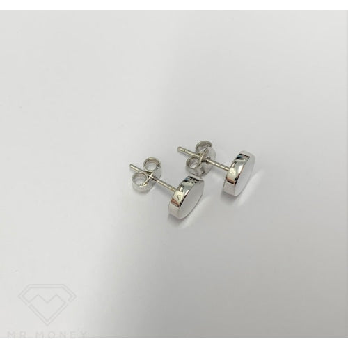 9Ct White Gold 7Mm Flat Button Earrings