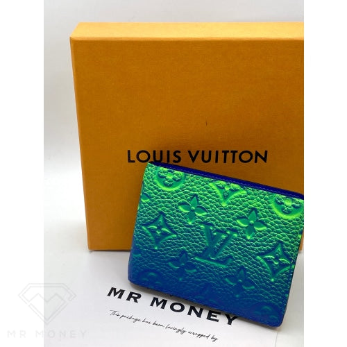 Authentic Louis Vuitton Silver Mirror Slender Wallet LV Monogram billfold  Virgil
