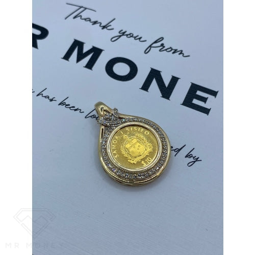 Samoan Gold Coin Diamond Pendant Charms & Pendants