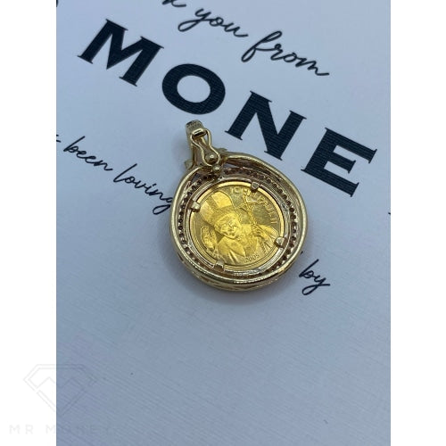 Samoan Gold Coin Diamond Pendant Charms & Pendants