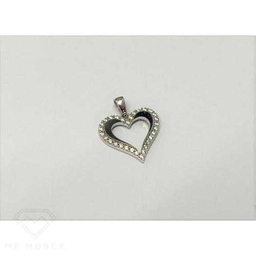 9Ct White Gold C.z Heart Pendant