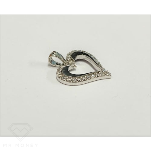 9Ct White Gold C.z Heart Pendant