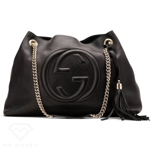 Gucci Soho Shoulder Bag Chain Strap Medium Black Handbags