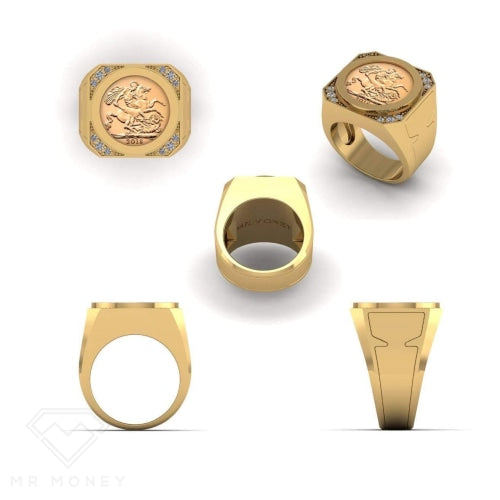 007 Full Sovereign Gold Diamond Ring Rings