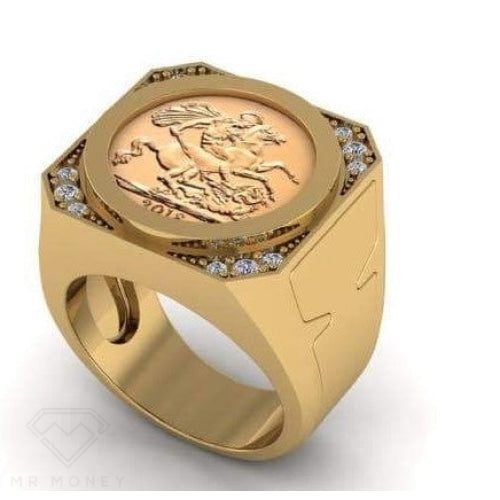 007 Full Sovereign Gold Diamond Ring Rings