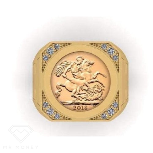 007 Half Sovereign Gold Diamond Ring Rings