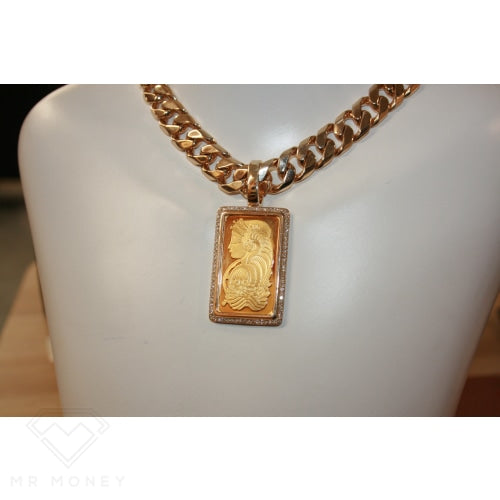 9Ct Gold Diamond Fortune Ingot Pendant Charms & Pendants
