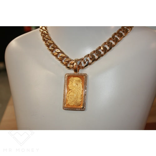 9Ct Gold Diamond Fortune Ingot Pendant Charms & Pendants