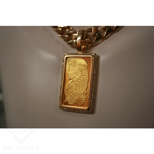 9Ct Gold Diamond Fortune Ingot Pendant Charms & Pendants