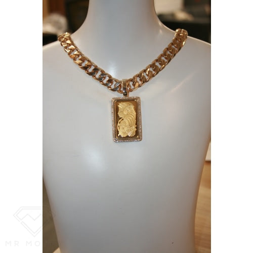 9Ct Gold Diamond Fortune Ingot Pendant Charms & Pendants