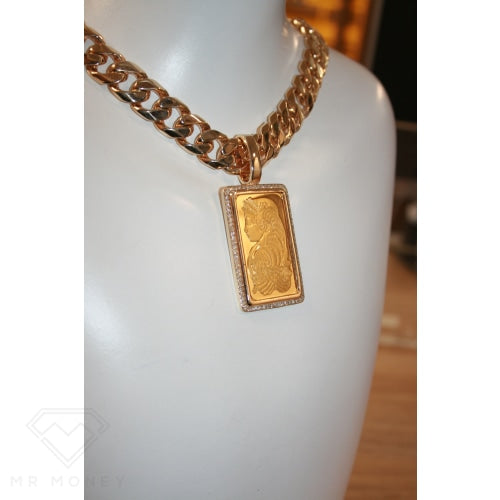 9Ct Gold Diamond Fortune Ingot Pendant Charms & Pendants