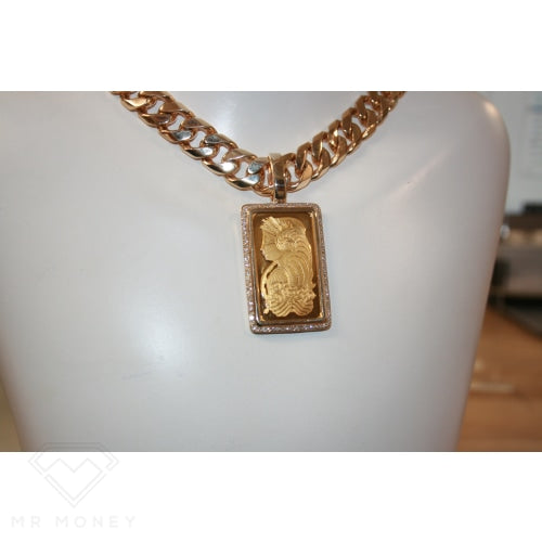 9Ct Gold Diamond Fortune Ingot Pendant Charms & Pendants