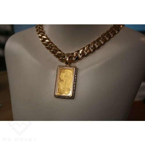 9Ct Gold Diamond Fortune Ingot Pendant Charms & Pendants