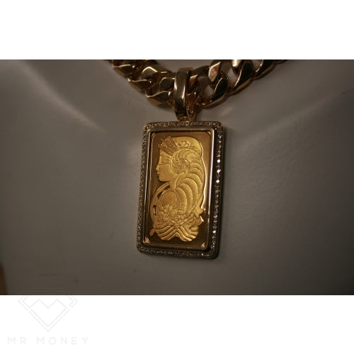 9Ct Gold Diamond Fortune Ingot Pendant Charms & Pendants