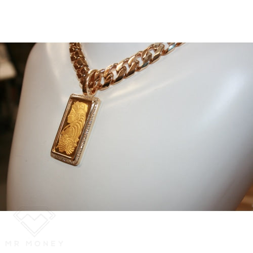 9Ct Gold Diamond Fortune Ingot Pendant Charms & Pendants