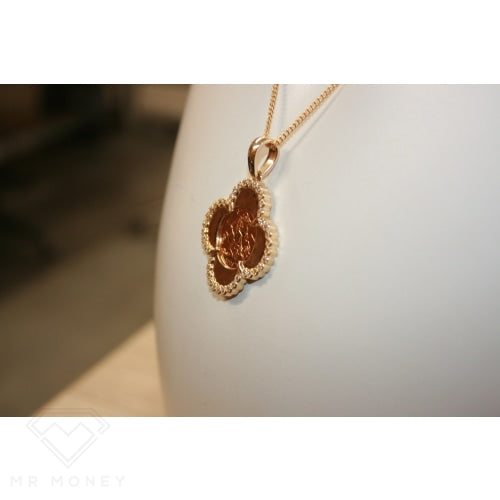 9Ct Gold Diamond Half Sovereign Clover Pendant Charms & Pendants