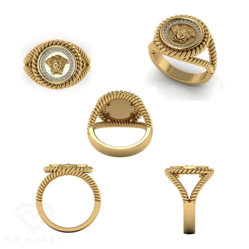 9Ct Gold Diamond Medusa Twist Womens Ring Rings