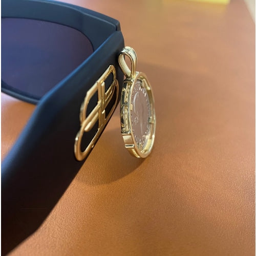 9Ct Gold Diamond One Shilling Pendant Pendants