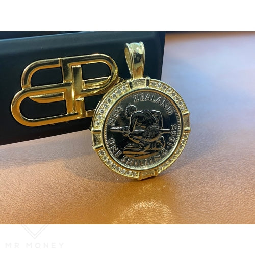 9Ct Gold Diamond One Shilling Pendant Pendants