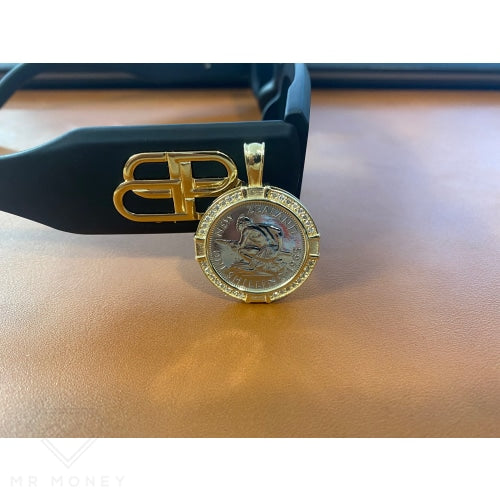 9Ct Gold Diamond One Shilling Pendant Pendants