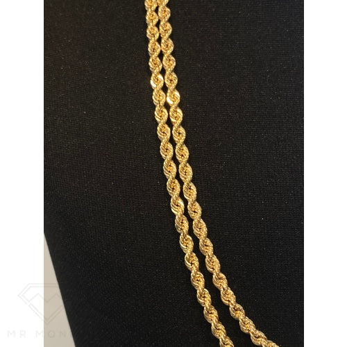 9Ct Gold Hollow Rope Twist Chain 45Cm 51Cm 55Cm 60Cm Necklaces
