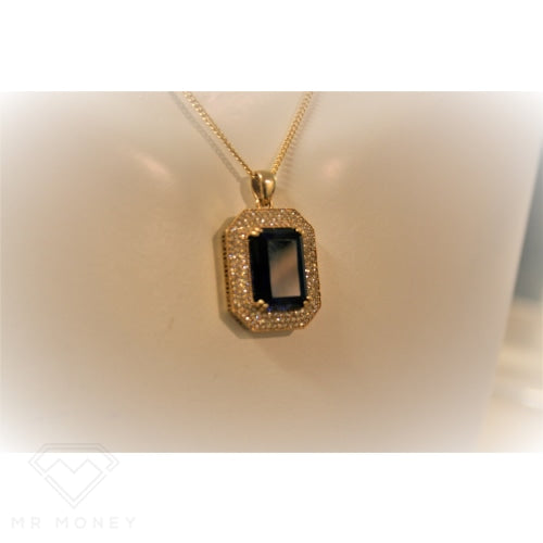 9Ct Gold Sapphire & Diamond Pendant Claw Bead Set Charms Pendants