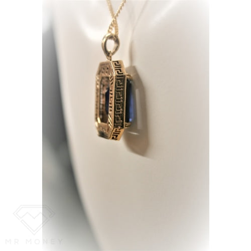 9Ct Gold Sapphire & Diamond Pendant Claw Bead Set Charms Pendants