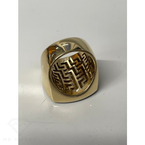 9Ct Gold Soft Square Full Sovereign Diamond Ring Rings