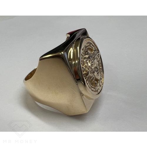 9Ct Gold Square Medusa Ring Rings