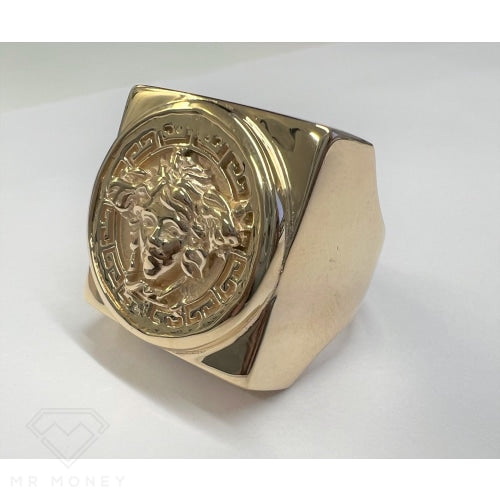 9Ct Gold Square Medusa Ring Rings