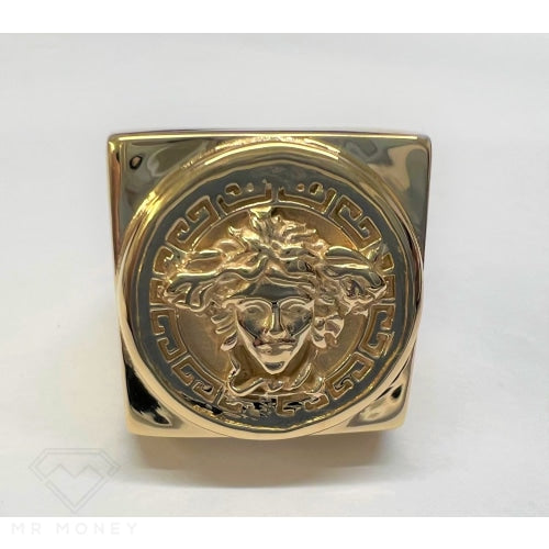 9Ct Gold Square Medusa Ring Rings