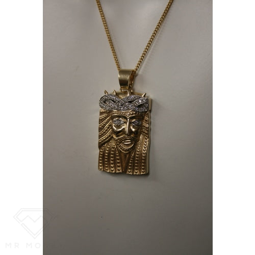 9Ct Gold & Diamond Jesus Pendant Charms Pendants