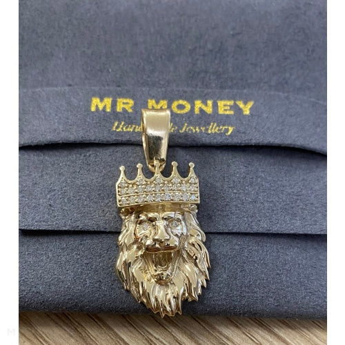 9Ct Gold & Diamond Lion King Pendant Charms Pendants