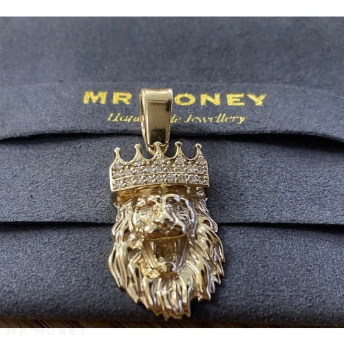 9Ct Gold & Diamond Lion King Pendant Charms Pendants