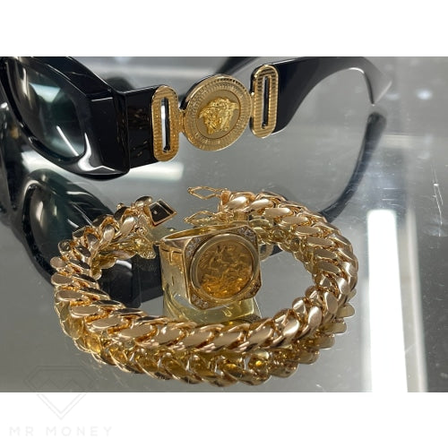 Curb Link Flashy Gold Braclet 22Cm Bracelets