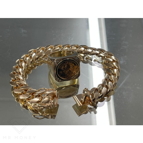 Curb Link Flashy Gold Braclet 22Cm Bracelets