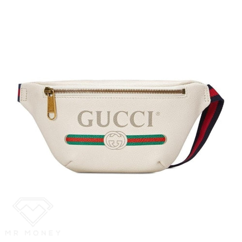 Gucci Grained Calfskin Small Print Belt Bag White Handbags