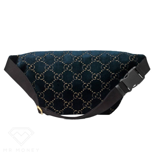 Gucci Belt Bag Gg Velvet Blue Handbags