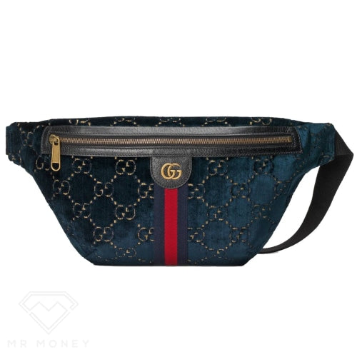 Gucci Belt Bag Gg Velvet Blue Handbags