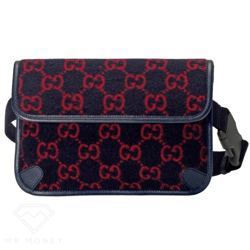 Gucci Belt Bag Gg Wool Blue/red Handbags